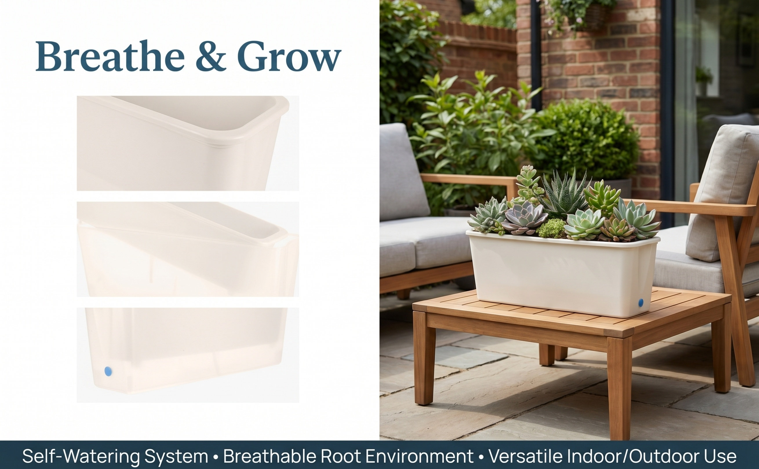 Rectangle Self Watering Narrow - Self-Watering Planter 评论和价格