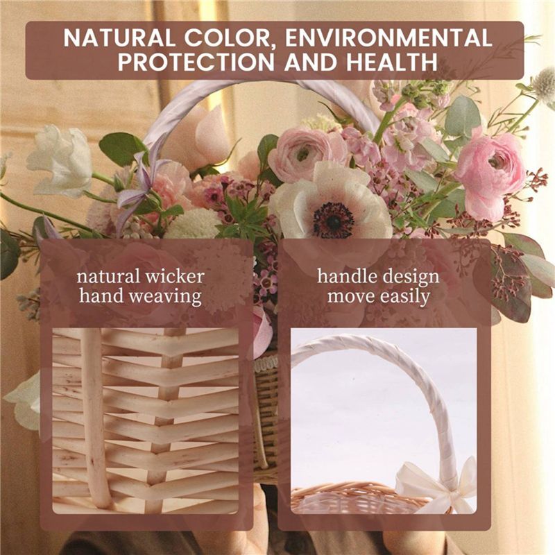 A56K Wicker Woven Flower Baske - Gardening Tools Girls 评论和价格